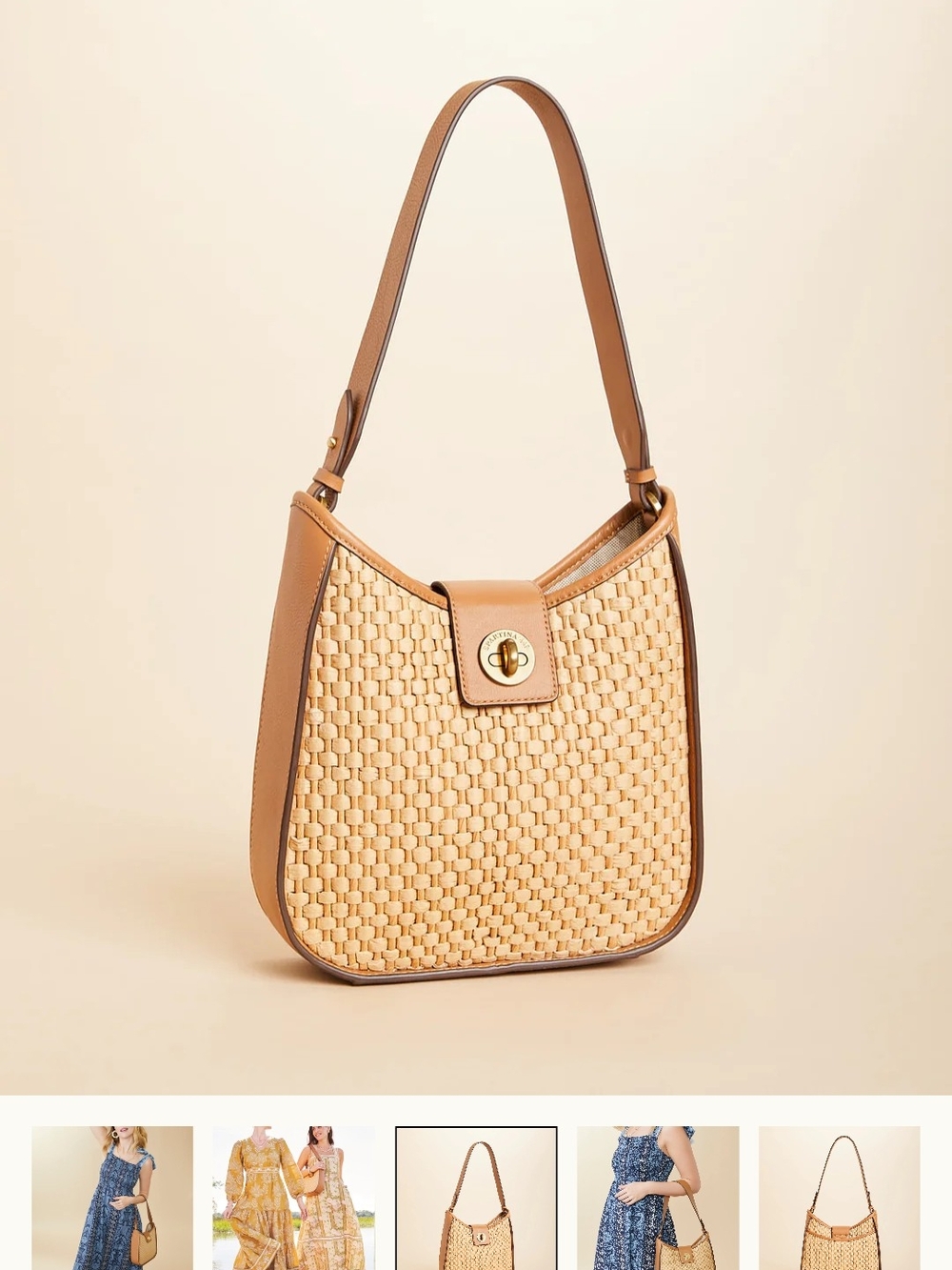 Spartina 449 Woven Straw Shoulder Bag in Tan and Natural